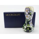 Moorcroft 'Forget-me-not' vase by Sandra Dance. Boxed. 1st quality. Height 16cm approx. Has