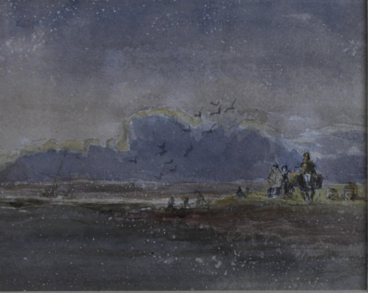 Cox, David Jr (British 1809-1885). Watercolour sketch of a coastal scene. No visible signature. - Image 2 of 2