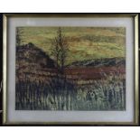 Contemporary impressionism. Mixed media on paper depicting a landscape. Signed (D.Mam…?) dated 1960.