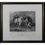 After Edwin Landseer, RA. An engraving titled 'Deer Stalkers', engraved by E. & W. Finden,