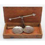 William IV silver & steel scales (probably for coins) - both silver pans hallmarked JC London 1833