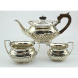 Silver three piece tea set. Hallmarked Sheffield 1913 by Mappin & Webb. Total weight approx 22oz