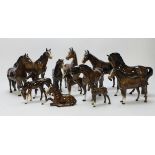 Beswick. A group of thirteen beswick horses & fouls, a couple with slight chipping to ears,