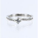 18ct white gold solitaire ring, set with one round brilliant cut diamond weight approx 0.22ct,