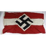 German 1942 dated Hitler youth flag 3x5 with various stampings to the lanyard.