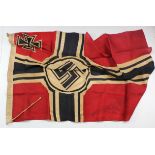 German Battle flag Nazi with stamp to edge, service wear.