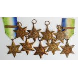 WW2 Atlantic Stars (9) includes two with original France & Germany clasps