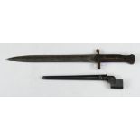 Bayonets - No4 MkII Spike in steel scabbard. No9 MkI Bowie bladed bayonet for the Number 4 Lee