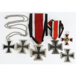German Medals all Copies - Iron Crosses WW2 - Knight's Cross, 1st Class (2), Iron Cross 2nd Class,