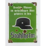 German enamel wall sign for Der Stalhelm Old Comrades Assn.