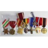 Mixed lot of world medals - Imperial German Baltic Cross 2nd Class, Nazi Mothers Cross, Nazi Merit