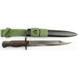 Bayonet, a No5 Mk1 for the Lee Enfield Jungle Carbine, in its steel scabbard, Bowie blade 8",