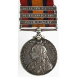 QSA with bars CC/SA01/SA02 named (3433 Pte W Bates Coldstream Guards). With copy medal roll