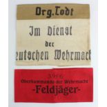 German armbands in service of the Whermacht 2x types inc Org.Todt.