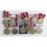 WWII War Medals (x12), 2 named to Indians, 1 with Oak Leaf, some ribbons