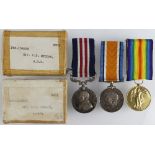 Military Medal GV (DM2-138228 Sjt C B Miller RASC), BWM & Victory Medal (DM2-138228 Sjt C B Miller