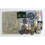 German Nazi various items inc Blockade Runner Badge, DAF Armband, Olympics Badge, Waffen SS Totenkpf