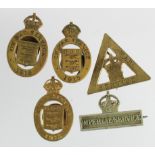 On War Service Badges - 1915 (3) and 1916 (1) Numbered. Imperial Service Badge. (5 items)