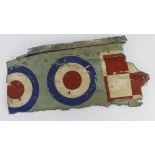 German aircraft small relic panel in B of Britain sky blue (Me109 ?) with 1x Polish and 1x French or