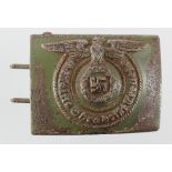 German Nazi SS belt buckle, RZM maker marked, with military green finish