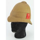 Pith Helmet a scarce Victorian pattern example, badged to the Royal Welsh Fusiliers, very sound,