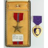 USA Bronze Star set in original Vietnam era case. With loose Purple Heart, both unnamed. (2)