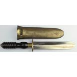 Brass Divers knife, Siebe Gorman style blade marked '0433-431-7338 Non-Magnetic'. With scabbard.