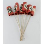 German Hitler youth and Nazi Party patriotic paper flags on stick shafts 6 of.