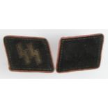 German Nazi Waffen SS Panzer Collar Tabs.