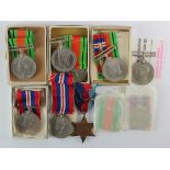WW2 medals in various boxes - 1939-45 Star x1, Defence Medal x4, War Medal x5