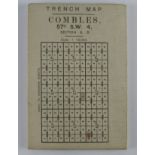 WW1 cotton backed trench map of Combles on the Somme trenches corrected 24-7-1916.