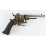 19th century 9mm pin fire pocket revolver all complete with some original nickel plating.