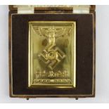 German RAD Presentation gilded plaque Arbeit adelt in fitted case.