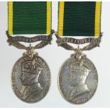 Efficiency Medals GVI with Territorial clasp named 793408 Gnr J Inglis RA. And 7357365 Pte C Skelton