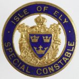 Police - Isle of Ely WW1 Special Constable brass & enamel badge with crescent lapel fitting - no