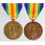 Victory Medals to 15275 Pte Harold Leivers 9th Bn North'D Fus, Died 7 July 1916, born Nottingham, on