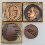 French Commemorative Medals (4) large bronze: 3x Monnaie de Paris Presidential medals of