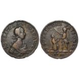British Commemorative Medal, cast bronze d.25mm: Louisburg Taken 26 July 1758. Obv: 'To Brave