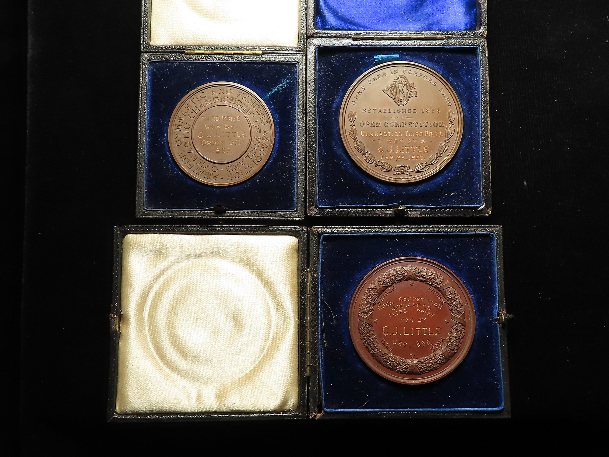 British Sports Medals, bronze d.44-51mm (3): Late Victorian gymnastics medals to C.J. Little, - Image 2 of 2