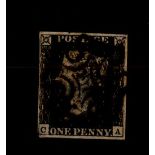 GB - 1840 Penny Black Plate 9 (C-A) almost four margins, just weak s/w corner, and a full black