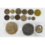 GB & World Coins & Medals (15) 19th-20thC including Polish silver coins, Polish medals, plus fantasy