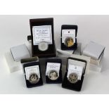 GB & Commonwealth cased silver proofs (13): 2011 Jersey £5 (poppy coin), 2011 Guernsey £5 (The Crown