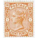 GB - 1876 8d orange unused, Plate 1, part o.g. some imperfections, but an attractive stamp, good