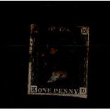 GB - 1840 Penny Black Plate 5 (K-D), used with heavy cancel, cat £400