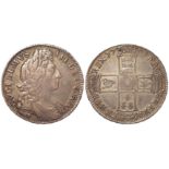 Halfcrown 1701 D. Tertio, S.3494, toned nVF