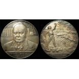 British Commemorative Medal, silver d.57mm: Death of Winston Churchill 1965 "Very Well, Alone" (