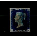 GB - 1840 2d blue, three margins, good colour, SG4, used, cat £1200