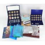 GB & Commonwealth base commemorative coins and medals (147) in various cases and sets in two carrier