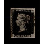 GB - 1840 Penny Black Plate 7 (J-G), a very fine example with neat black MX cancel, four good even