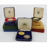 British Commemorative Medals (10) cased, mostly Royal Mint 1970s and 1980s bronze, gilt bronze and